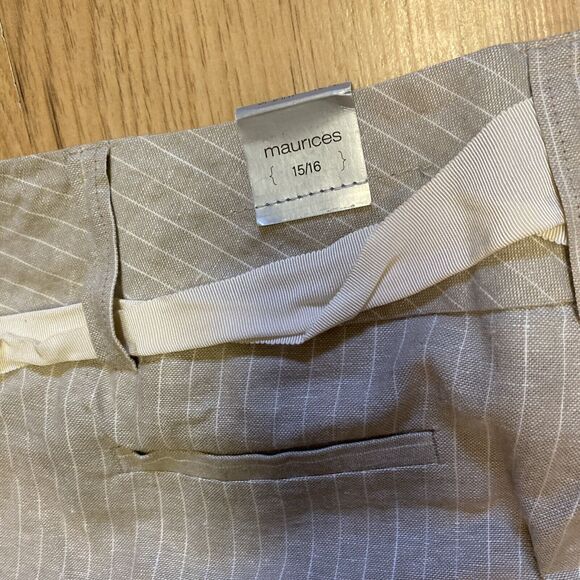 Maurices Women's Linen Blend Capri Pants Belted‎ 15/16 Pin Stripped - Picture 4 of 7